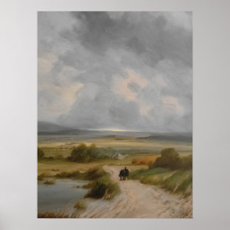 Vintage Countryside, vintage art, oljemålning. Poster
