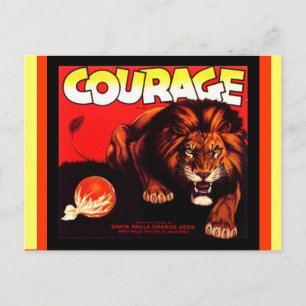 Vintage Courage Brand Lejon Fruit låda Postcard Vykort