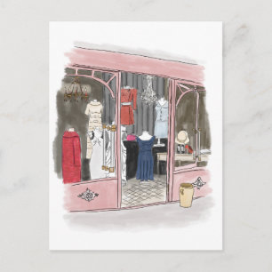 Vintage Couture vid Paris Flea Market - Postcard Vykort