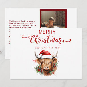 Vintage Cow God jul Gott nytt år-kort Julkort