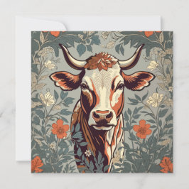 Vintage Cow William Morris Inspired Blommigt