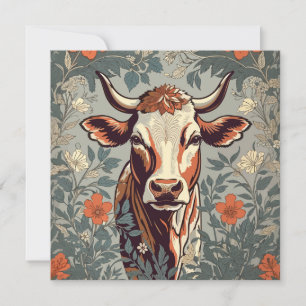 Vintage Cow William Morris Inspired Blommigt