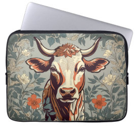 Vintage Cow William Morris Inspired Blommigt Laptop Fodral