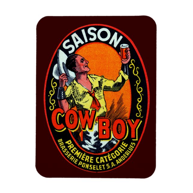 Vintage Cowboy Ale Magnet (Vertikal)