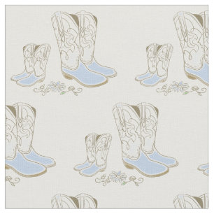 Vintage Cowboy Boots Soft Blue Baby Room Decor Tyg