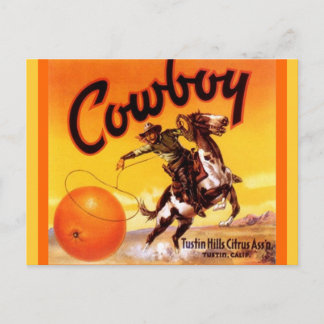 Vintage Cowboy Brand Tustin Fruit Låda Postkort Vykort