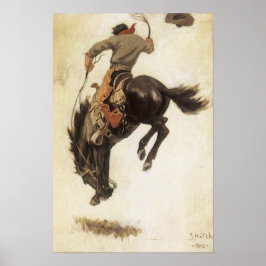 Vintage Cowboy, Bronco Buster-studie av NC Wyeth Poster