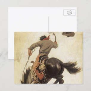 Vintage Cowboy, Bronco Buster-studie av NC Wyeth Vykort