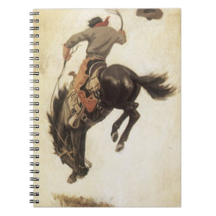 Vintage Cowboy, Bronco Buster Study by NC Wyeth Anteckningsbok Med Spiral