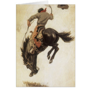 Vintage Cowboy, Bronco Buster Study by NC Wyeth Hälsningskort