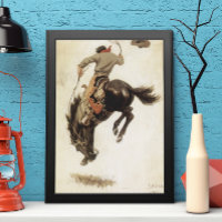 Vintage Cowboy, Bronco Buster Study by NC Wyeth