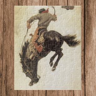 Vintage Cowboy, Bronco Buster Study by NC Wyeth Pussel