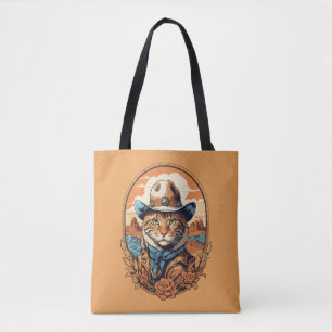 Vintage Cowboy Cat Design Tygkasse