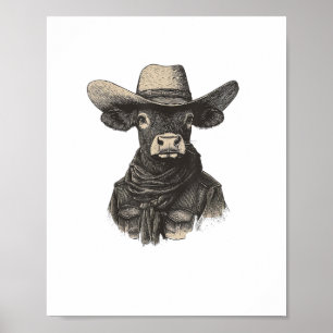 Vintage Cowboy Cow Shirt - Western kon Poster