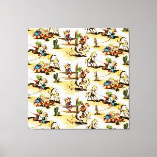 Vintage Cowboy Cowgirl Land Kids Pony Cactus Canvastryck