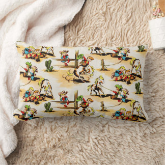 Vintage Cowboy Cowgirl Land Kids Pony Cactus Lumbarkudde