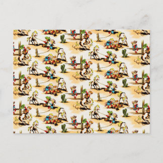 Vintage Cowboy Cowgirl Land Kids Pony Cactus Vykort