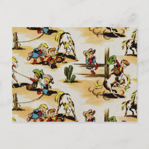 Vintage Cowboy Cowgirl vycard Vykort