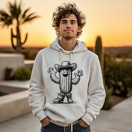 Vintage Cowboy Kaktus – Retro Halvton Mascot Konst Hoodie