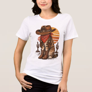 Vintage Cowboy Katt Västerländsk Grafik – Rustik R T Shirt