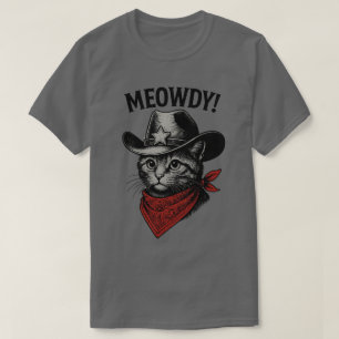 Vintage Cowboy Kattkonst – Meowdy Vilda Västern T Shirt