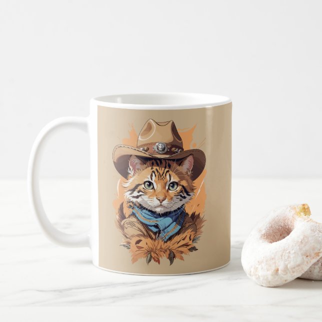 Vintage Cowboy Kitten Design Kaffemugg (Med munk)