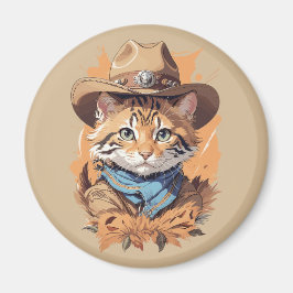 Vintage Cowboy Kitten Design Magnet