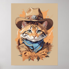 Vintage Cowboy Kitten Design Poster