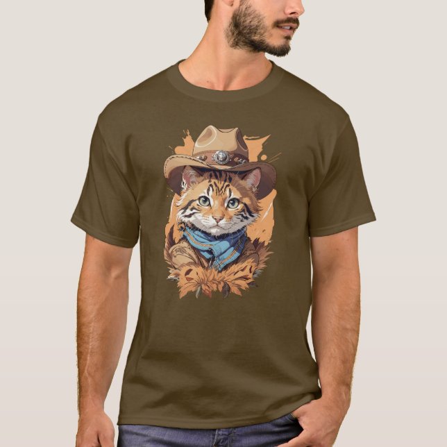 Vintage Cowboy Kitten Design T Shirt (Framsida)