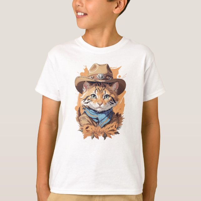 Vintage Cowboy Kitten Design T Shirt (Framsida)