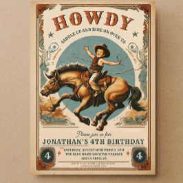 Vintage Cowboy Land Westerna födelsedag Inbjudningar