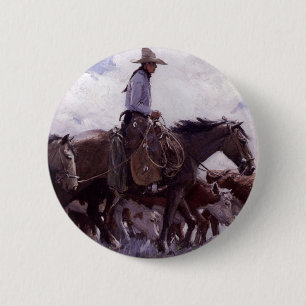 Vintage Cowboy med sin boskapshjord av Koerner Knapp