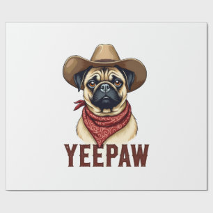 Vintage Cowboy Mops YeePaw Västerländsk Hund Illus Presentpapper