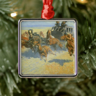 Vintage Cowboy, Nedgörande Nattens Ledare, Remingt Julgransprydnad Metall
