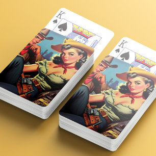 Vintage Cowboy och Cowgirl Casinokort