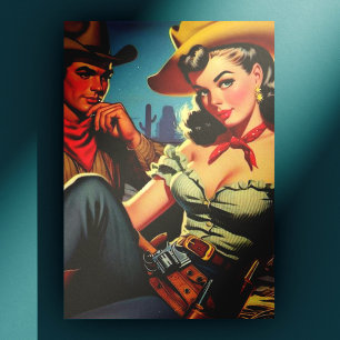 Vintage Cowboy och Cowgirl Vykort