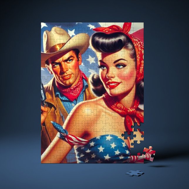 Vintage Cowboy och Pin Up Pussel (Skapare uppladdad)