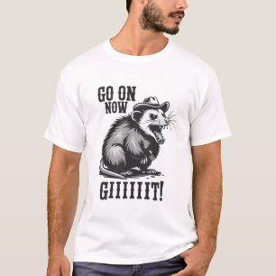 Vintage Cowboy Opossum Gå Nu Git Western T Shirt