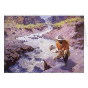 Vintage Cowboy, Panning Guld, Wyoming av Leigh Hälsningskort