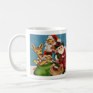 Vintage Cowboy Santa öppnade sitt paket Kaffemugg