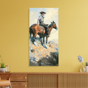 Vintage Cowboy, Sentinel of the Plains Av Dunton Canvastryck