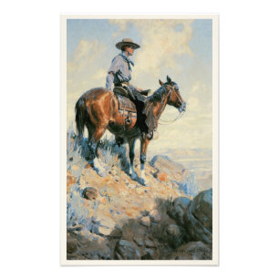 Vintage Cowboy, Sentinel of the Plains Av Dunton Fototryck