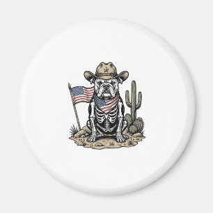 Vintage Cowboy Skelett Hund Patriotisk Shirt Desig Magnet
