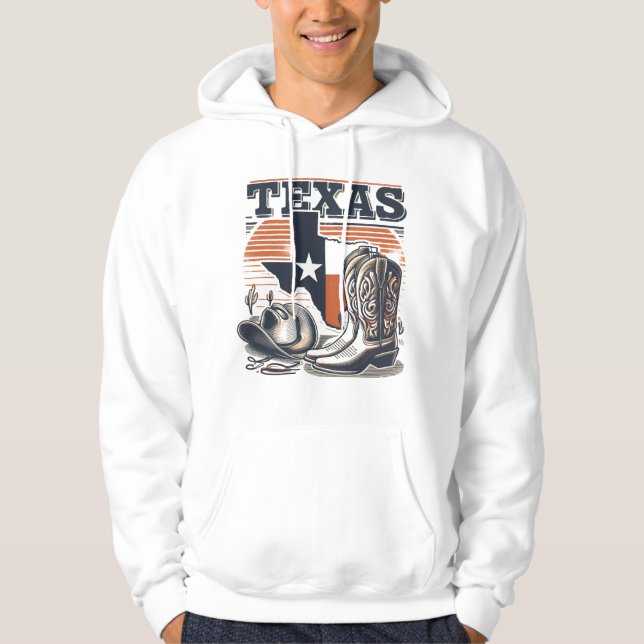 Vintage Cowboy Texas Hoodie (Framsida)