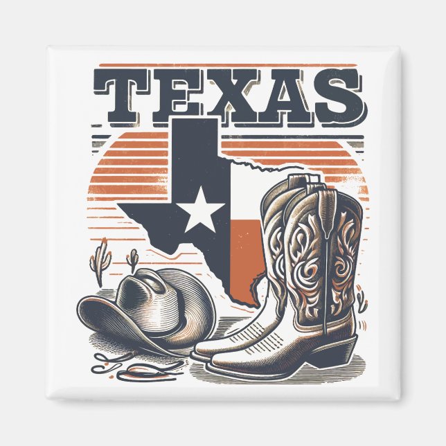 Vintage Cowboy Texas Magnet (Framsidan)