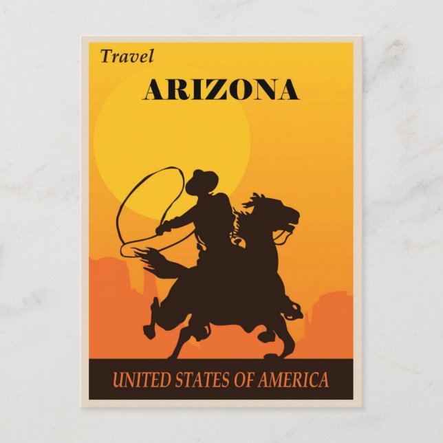 Vintage Cowboy Travel Arizona Vykort (Framsida)