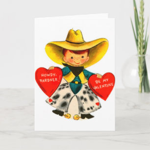 Vintage Cowboy Valentindags hälsningskort Helgkort