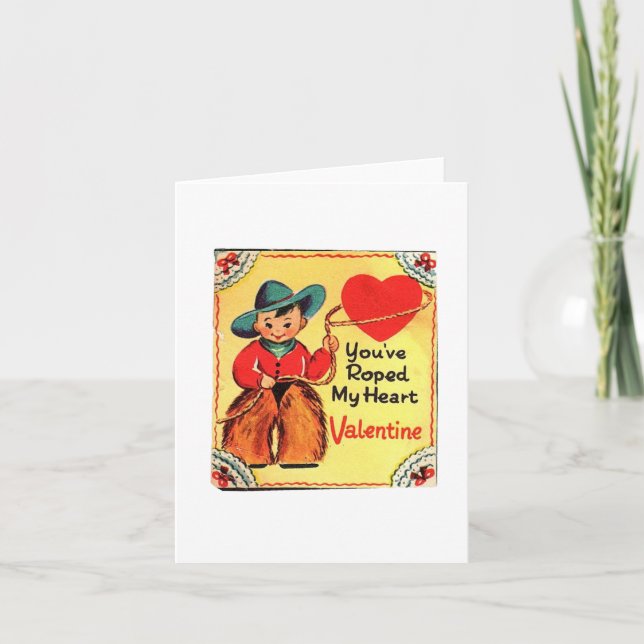 Vintage Cowboy Valentine Kort (Framsida)