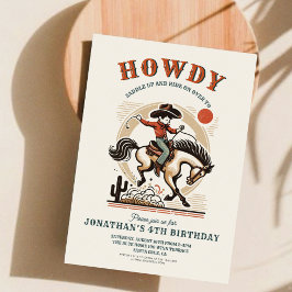 Vintage Cowboy Western Birthday Inbjudningar