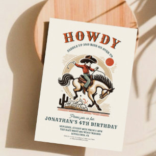 Vintage Cowboy Western Birthday Inbjudningar